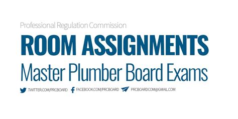 Room Assignments for February 2023 Master Plumber Board Exam.